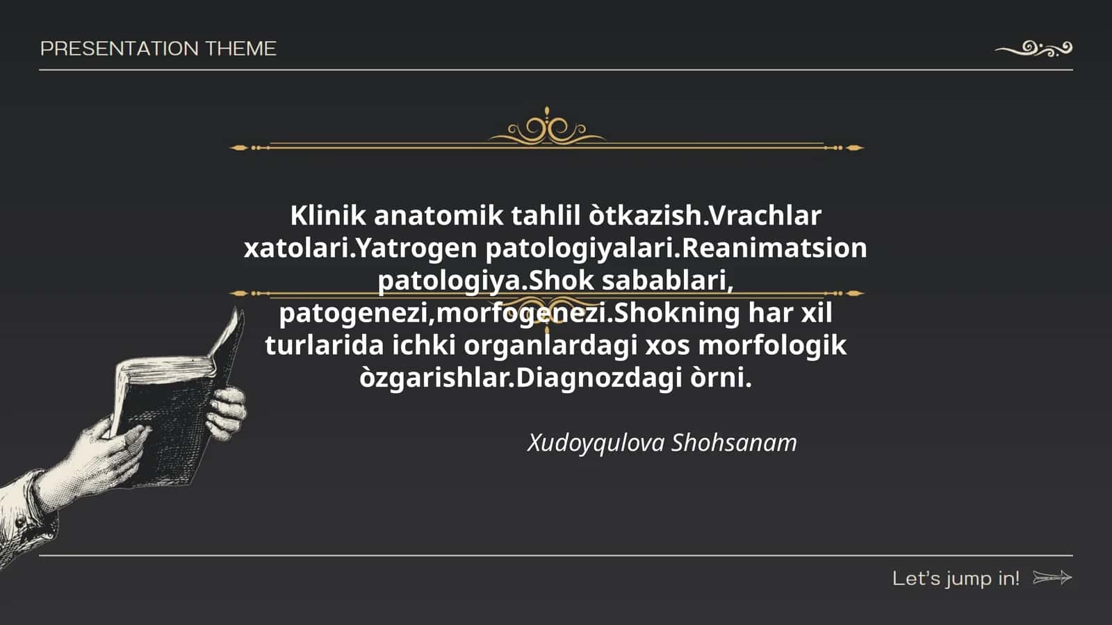 Klinik anatomik tahlil òtkazish.Vrachlar xatolari.Yatrogen patologiyalari.Reanimatsion patologiya.Shok sabablari, patogenezi,morfogenezi.Shokning har xil turlarida ichki organlardagi xos morfologik òzgarishlar.Diagnozdagi òrni 1