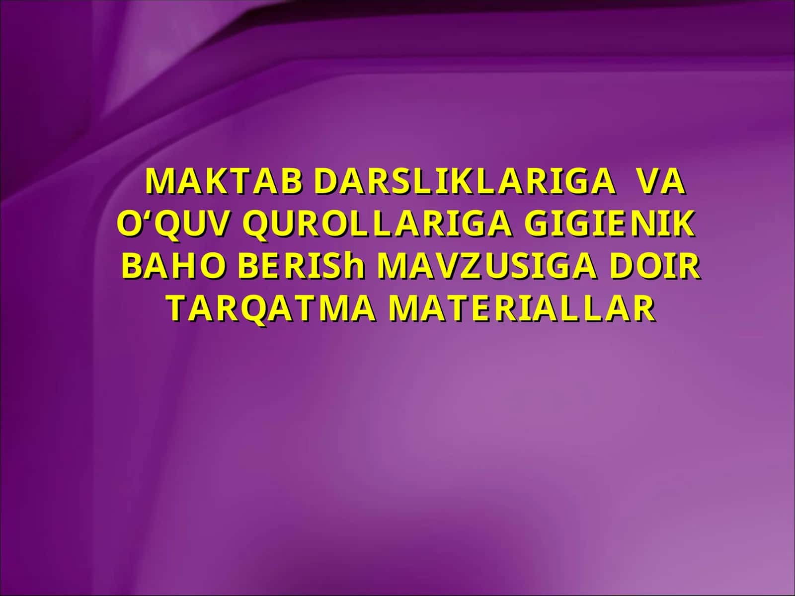 GIGIENIK BAHO BERISh MAVZUSI 1