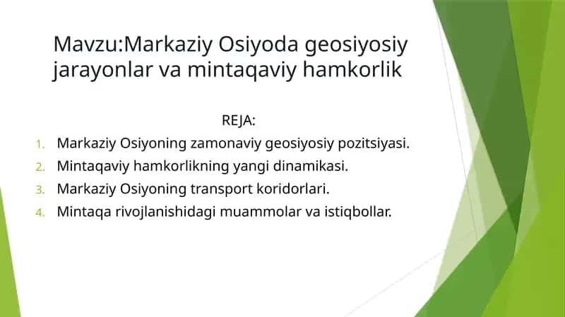 Markaziy Osiyoda geosiyosiy jarayonlar va mintaqaviy hamkorlik 1