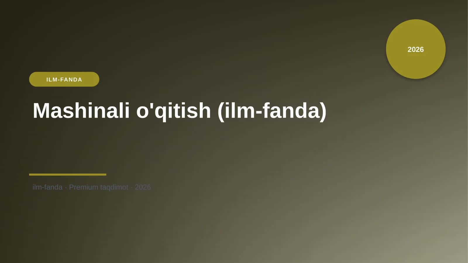 Mashinali o'qitish (ilm-fanda) 1