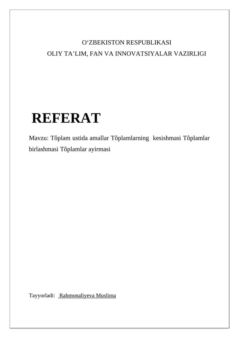 To'plam ustida amallar 1