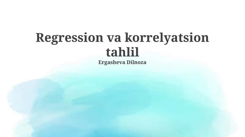 Regression va korrelyatsion tahlil 1