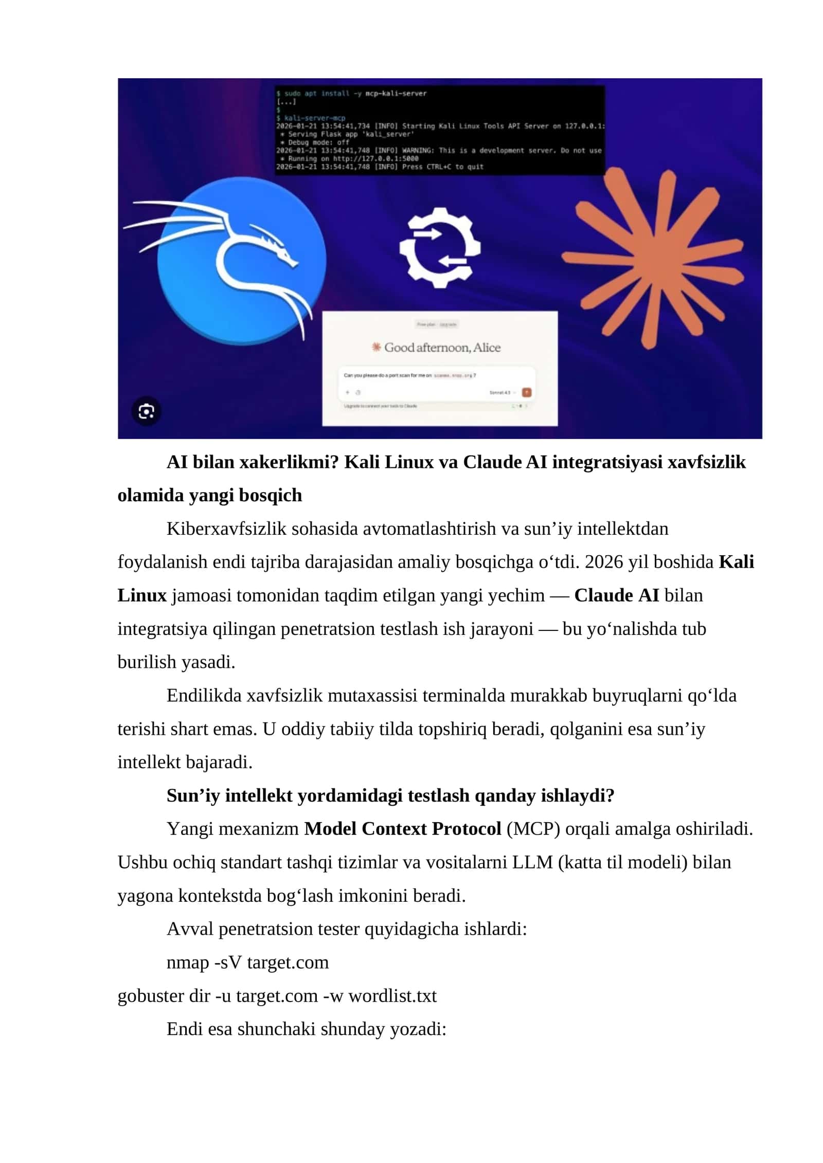 Claude AI va Kali Linux integratsiyasi 1
