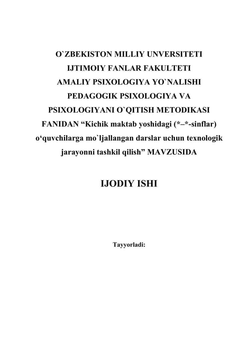 Pedagogik psixologiya va psixologiyani o`qitish metodikasi 1