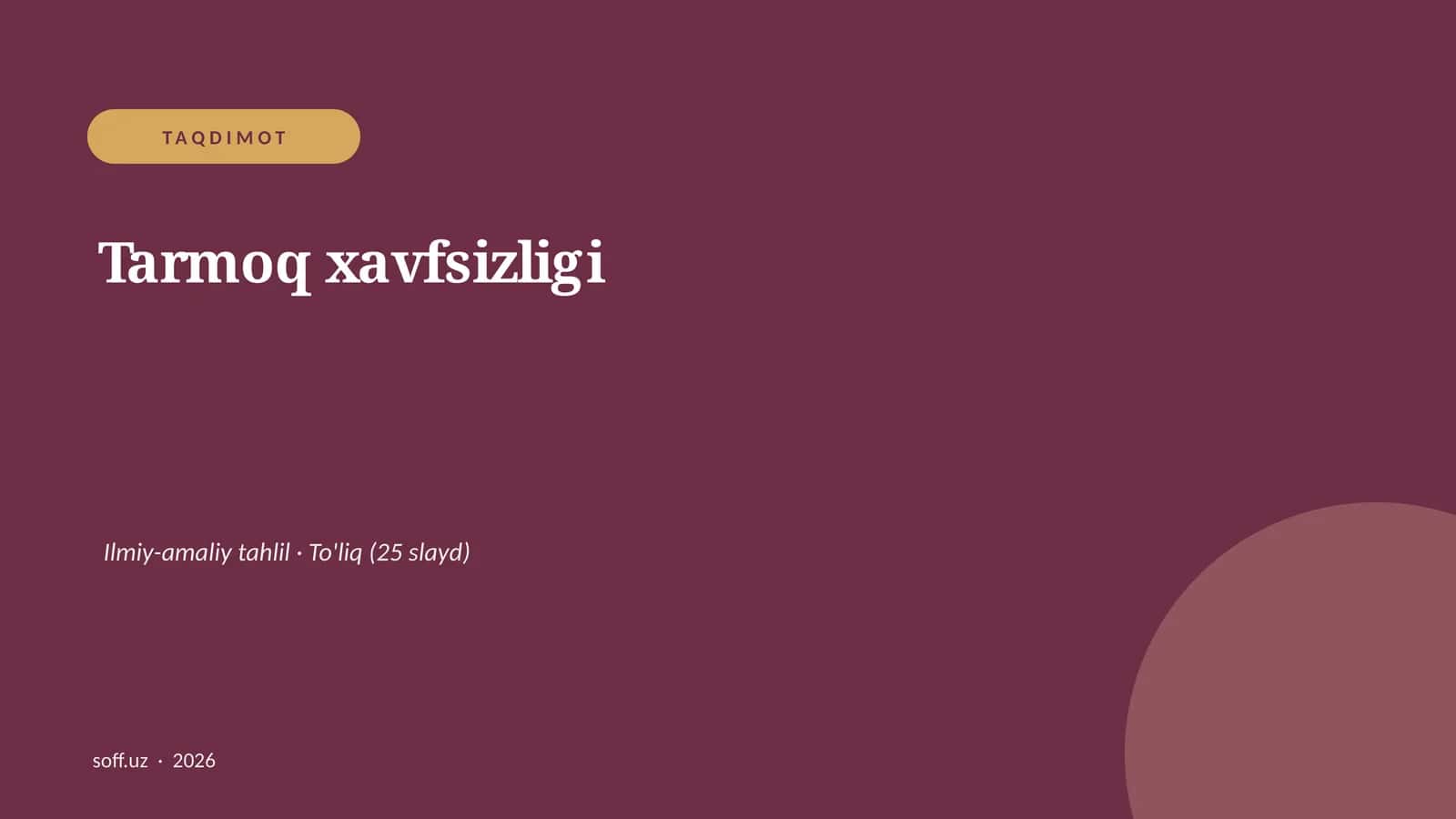 Tarmoq xavfsizligi 1