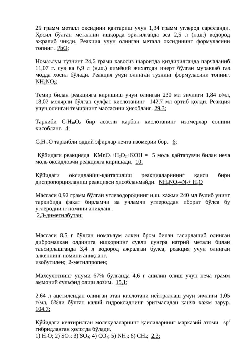 Mavzu 2: Oksidlash reaksiyasi OXS 1