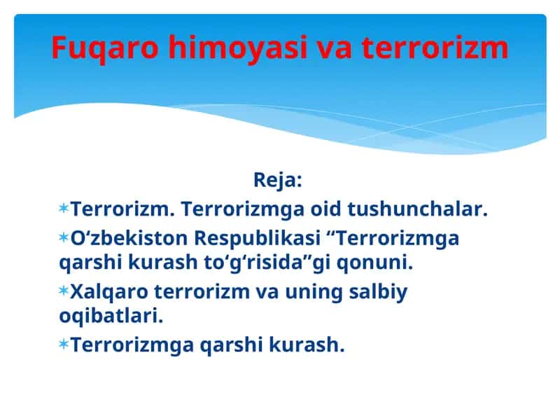 Terrorizm va uning oqibatlari 1