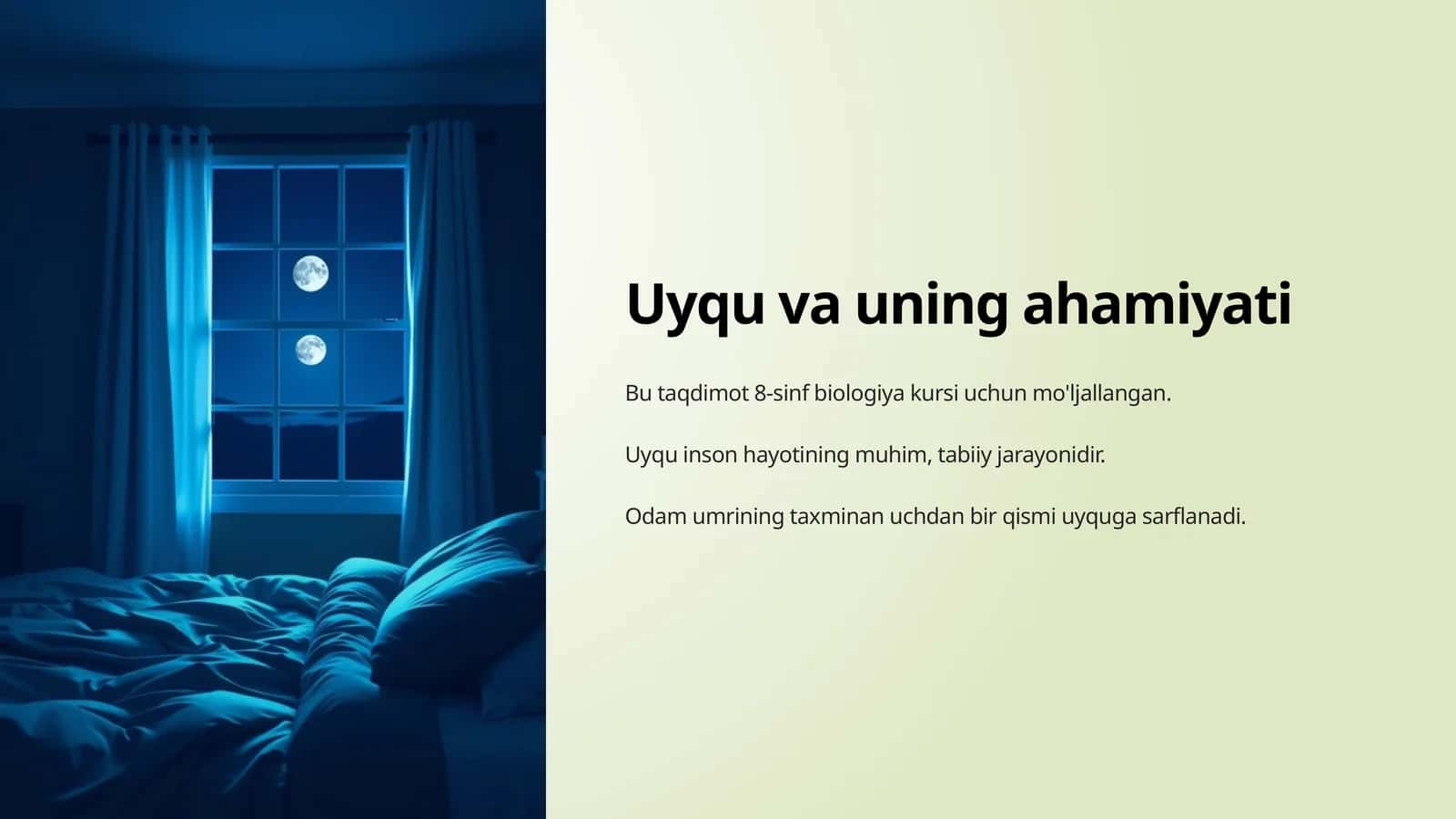 Uyqu va uning ahamiyati (8-sinf Biologiya) 1