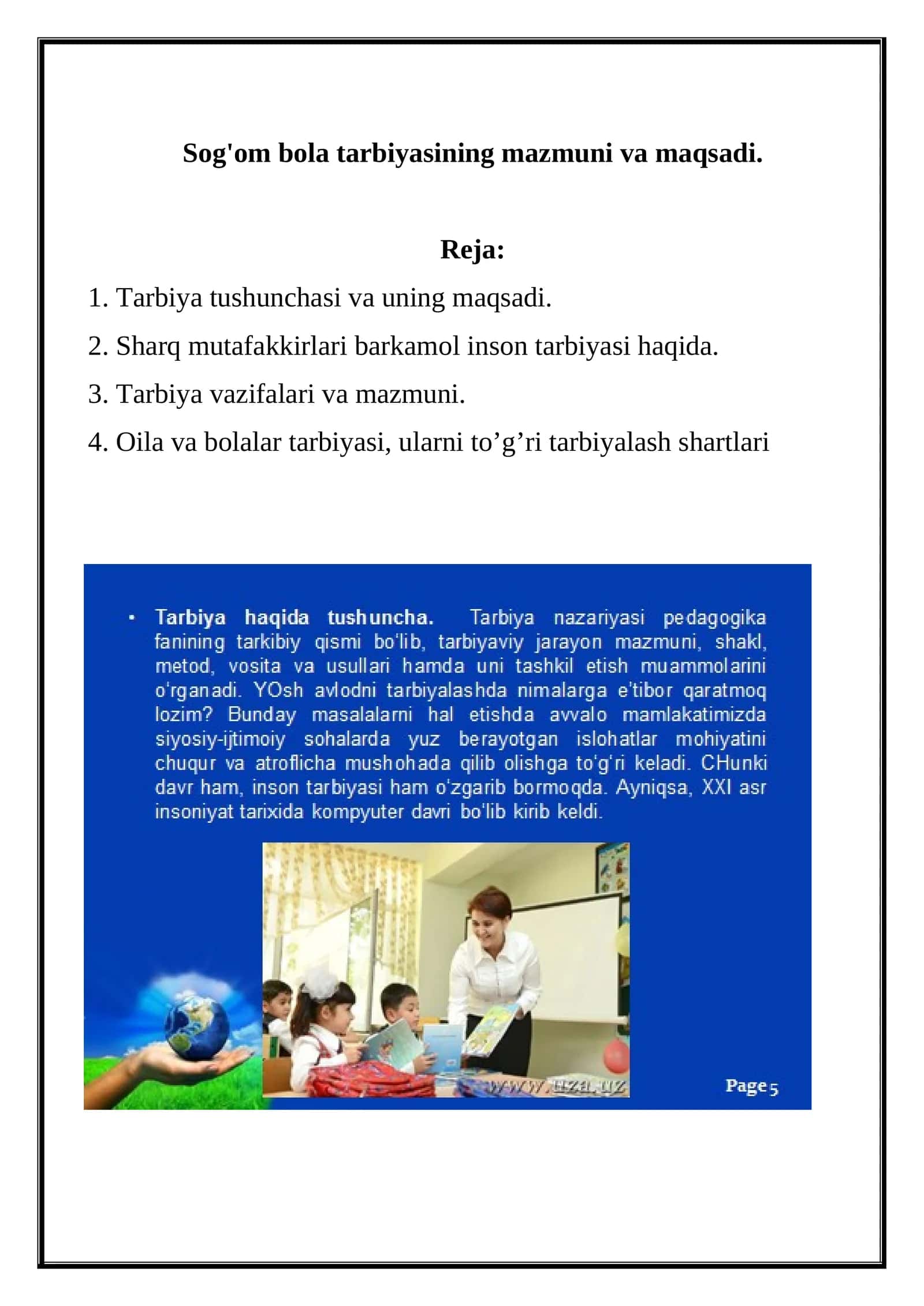 Sog'om bola tarbiyasining mazmuni va maqsadi 1