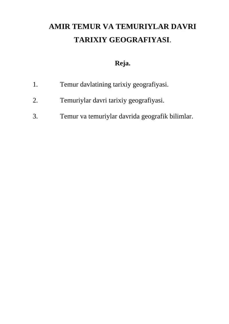 AMIR TEMUR VA TEMURIYLAR DAVRI TARIXIY GEOGRAFIYASI 1