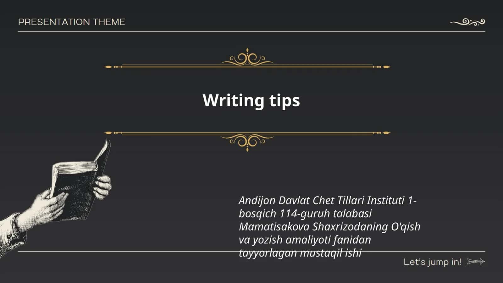 O'qish va yozish amaliyoti fanidan mustaqil ish 1