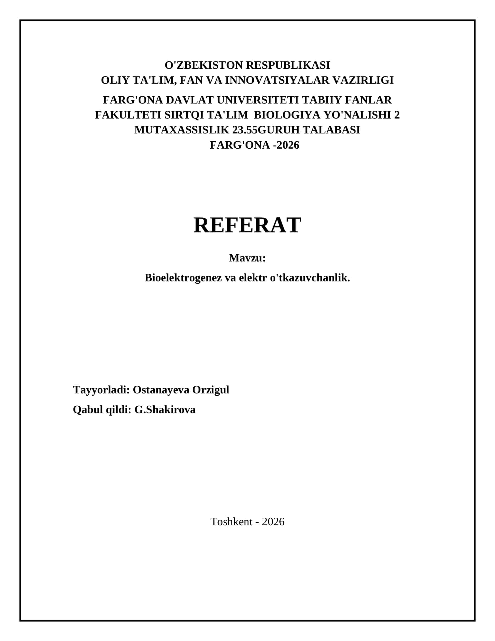 Bioelektrogenez va elektr o'tkazuvchanlik 1