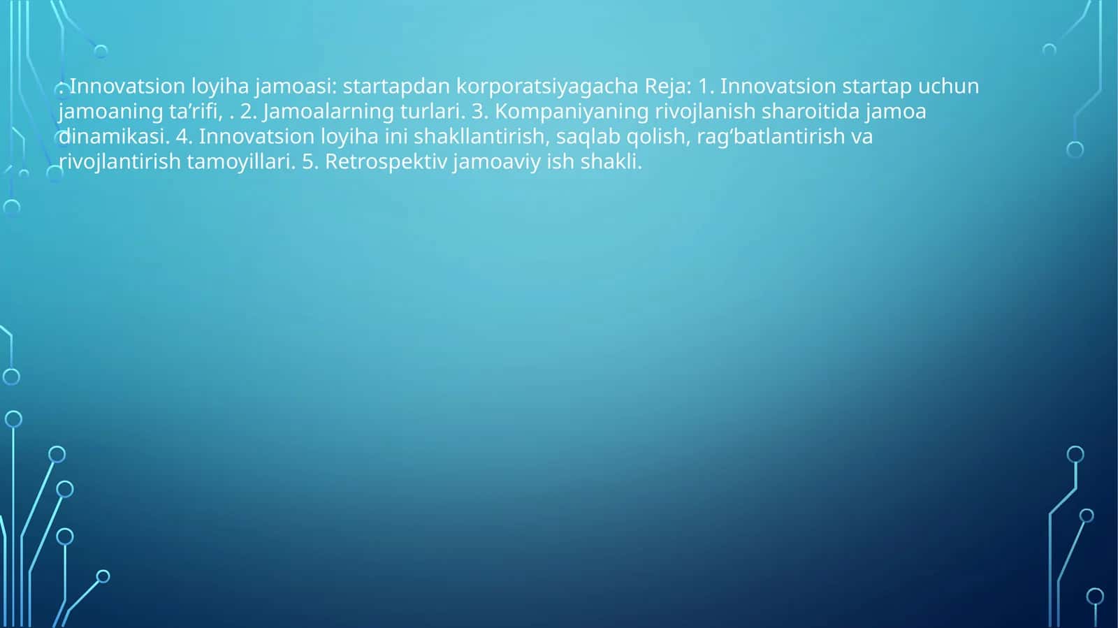 Innovatsion loyiha jamoasi: startapdan korporatsiyagacha 1