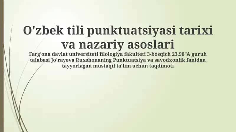 O'zbek tili punktuatsiyasi tarixi va nazariy asoslari 1