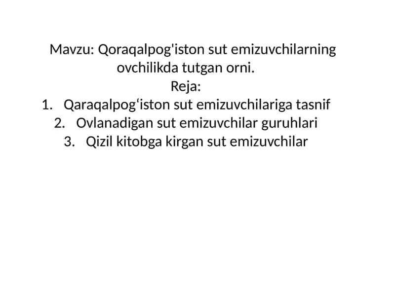 Sut emizuvchilarning ovchilikda ahamiyati 1