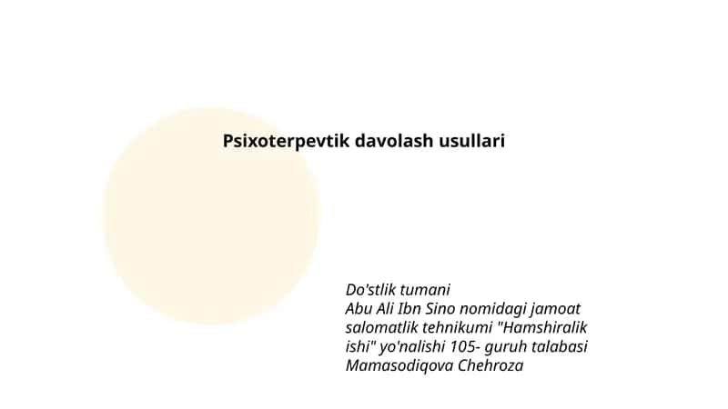 Psixoterpevtik davolash usullari 1