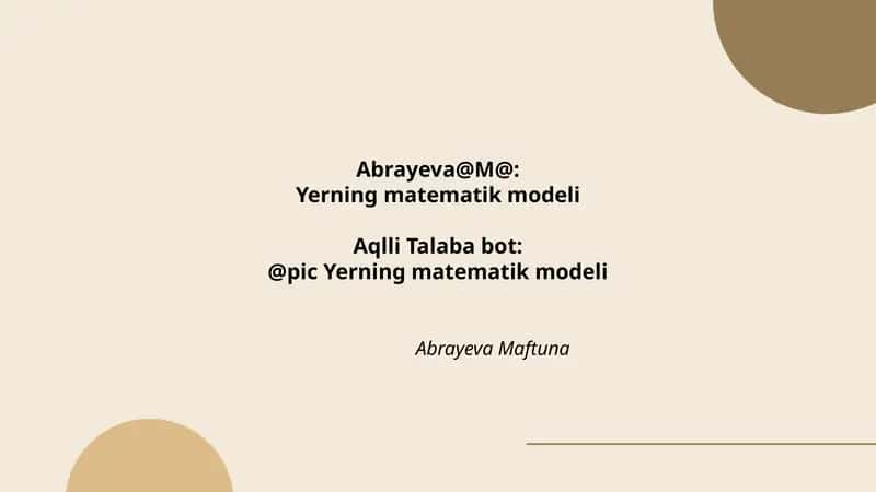 Yerning matematik modeli 1