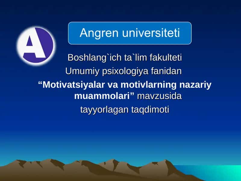 Motivatsiyalar va motivlarning nazariy muammolari taqdimoti 1