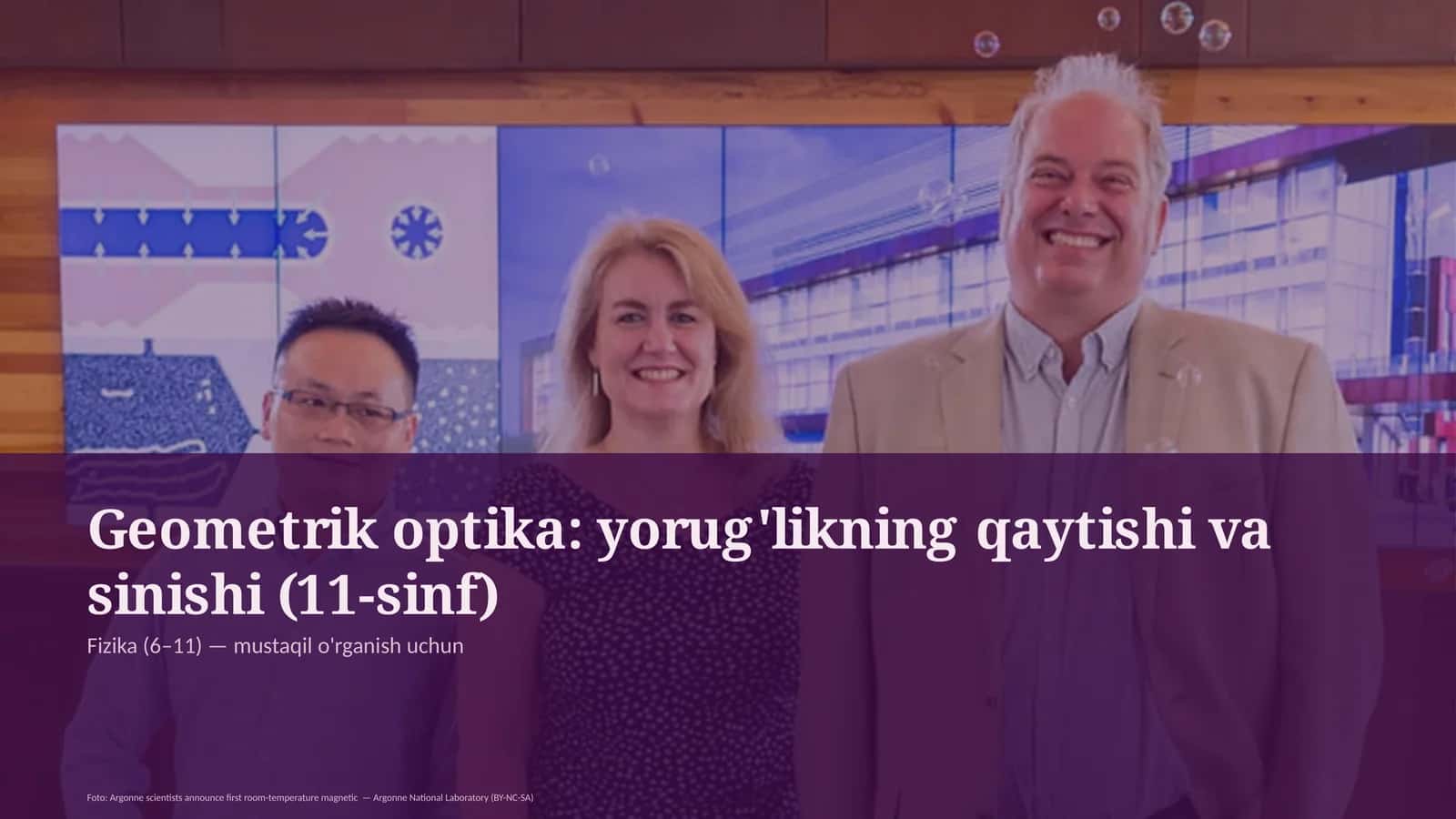 Geometrik optika: yorug'likning qaytishi va sinishi (11-sinf) 1