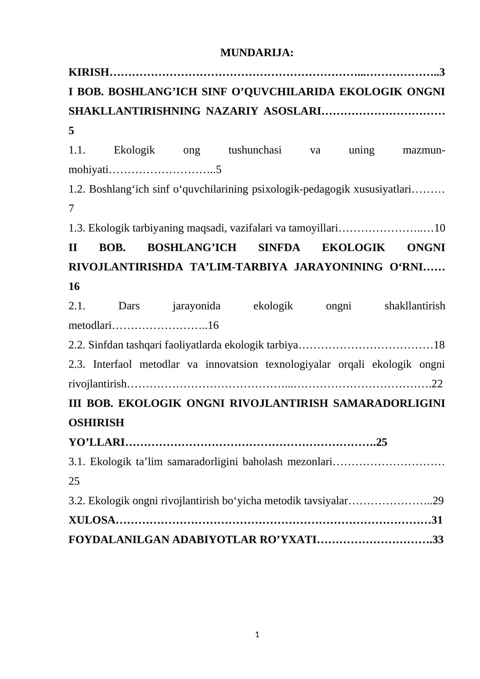 EKOLOGIK ONGNI SHALENTIRISHNING NAZARIY ASOSLARI 1