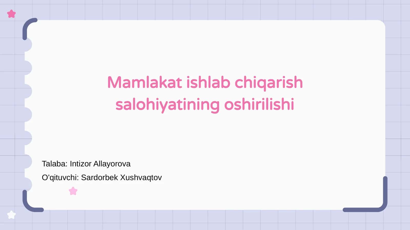 Mamlakat ishlab chiqarish salohiyatining oshirilishi 1