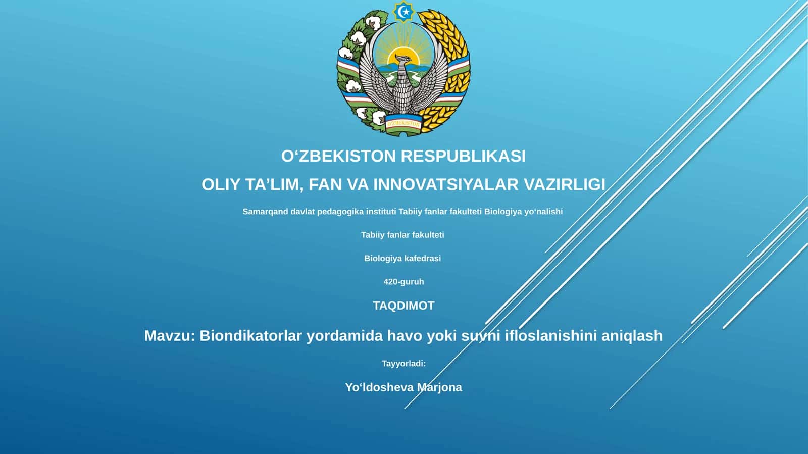 Biondikatorlar yordamida havo yoki suvni ifloslanishini aniqlash 1