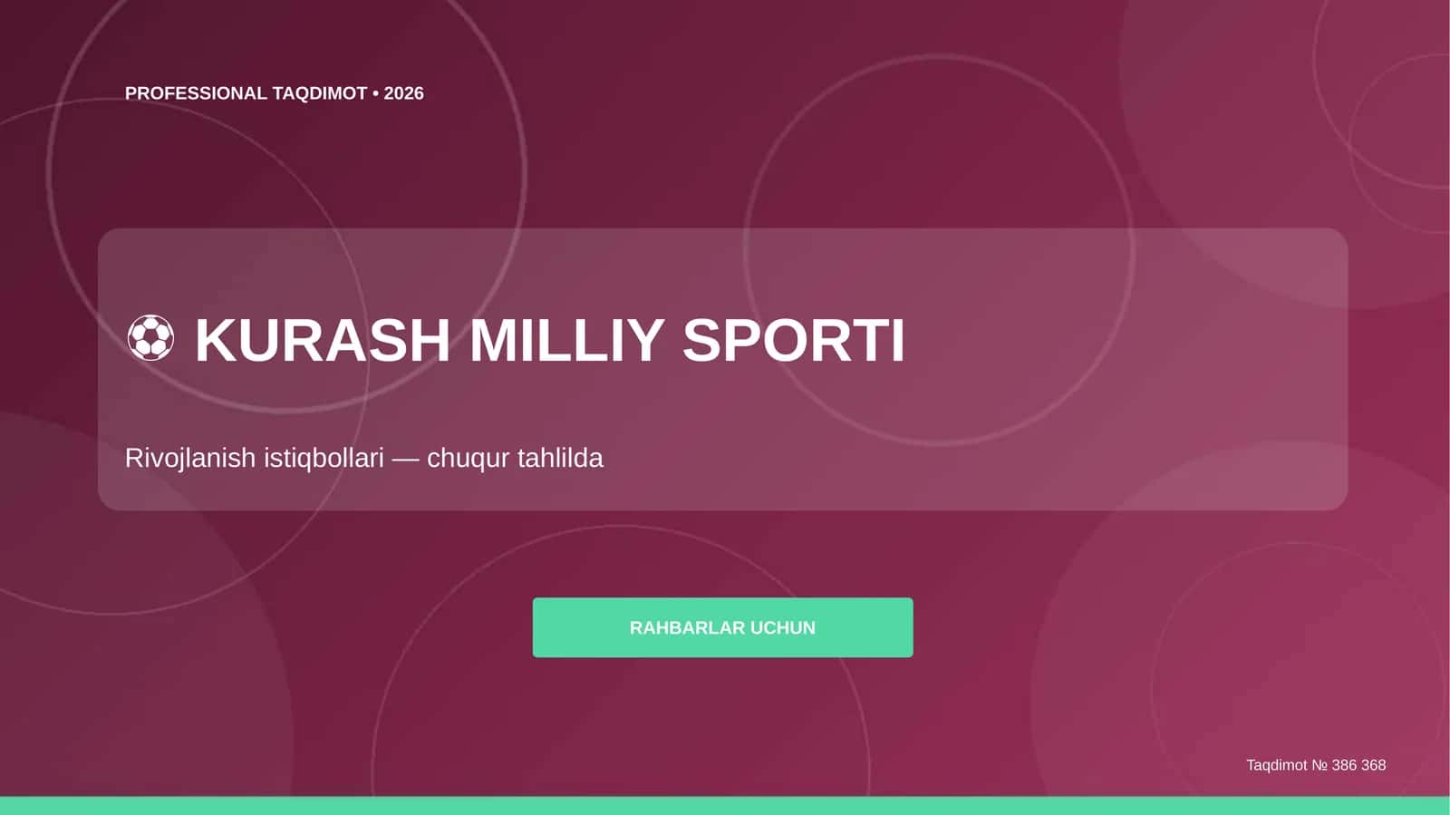 Kurash Milliy Sporti: Rivojlanish Istiqbollari (Chuqur Tahlilda) [Rahbarlar Uchun] 1
