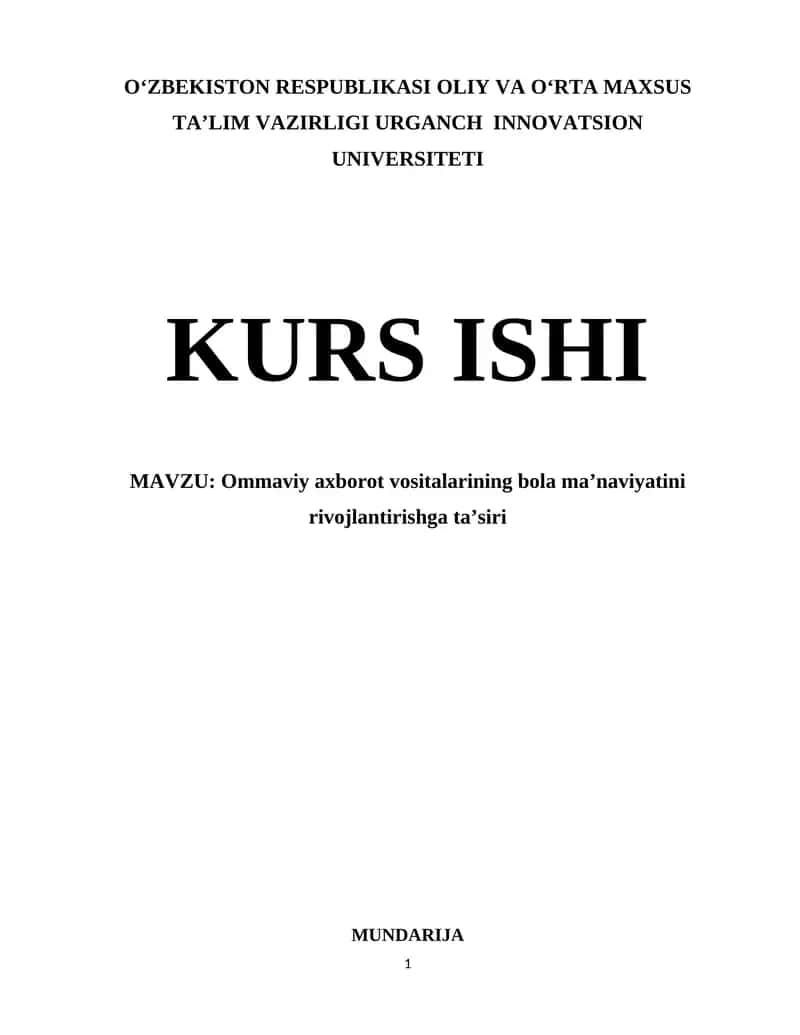 KURS ISHI 1