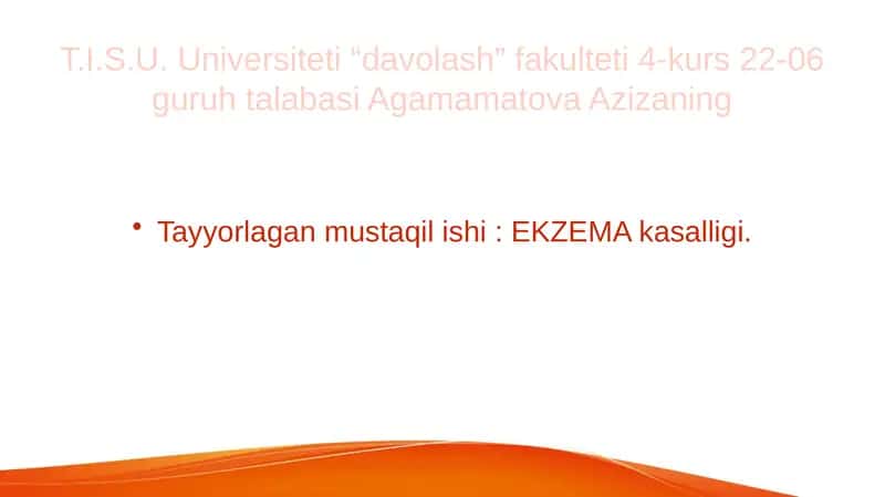 EKZEMA kasalligi 1