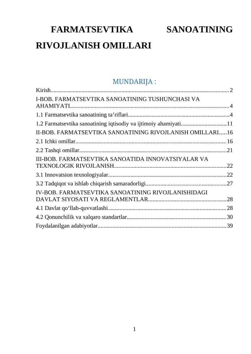 FARMATSEVTIKA SANOATINING RIVOJLANISH OMILLARI 1