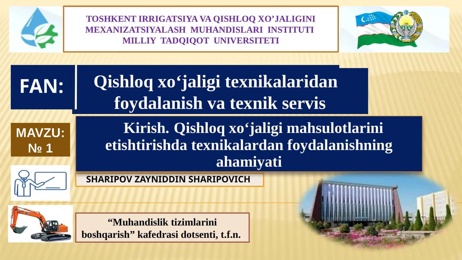 Qishloq xo‘jaligi texnikalaridan foydalanish va texnik servis 1