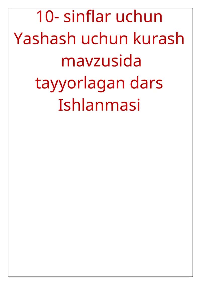 Yashash uchun kurash 1