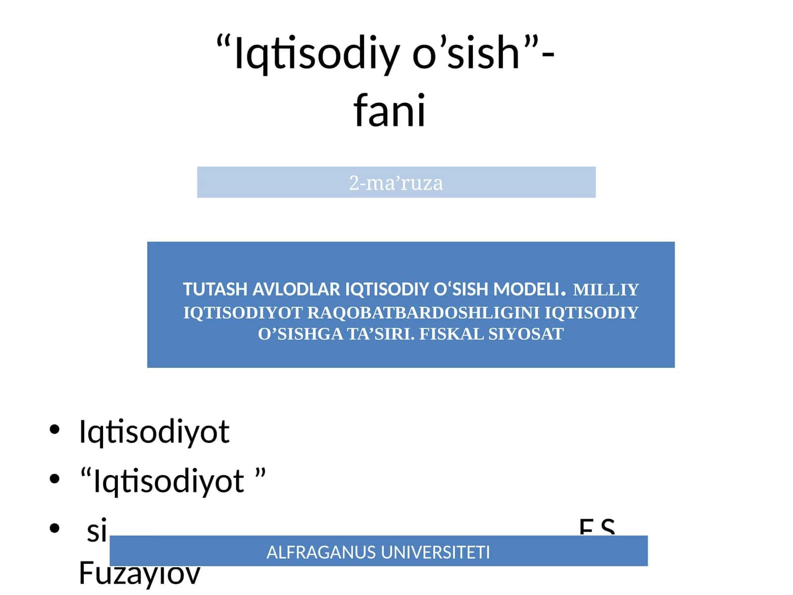 Iqtisodiy o’sish 1