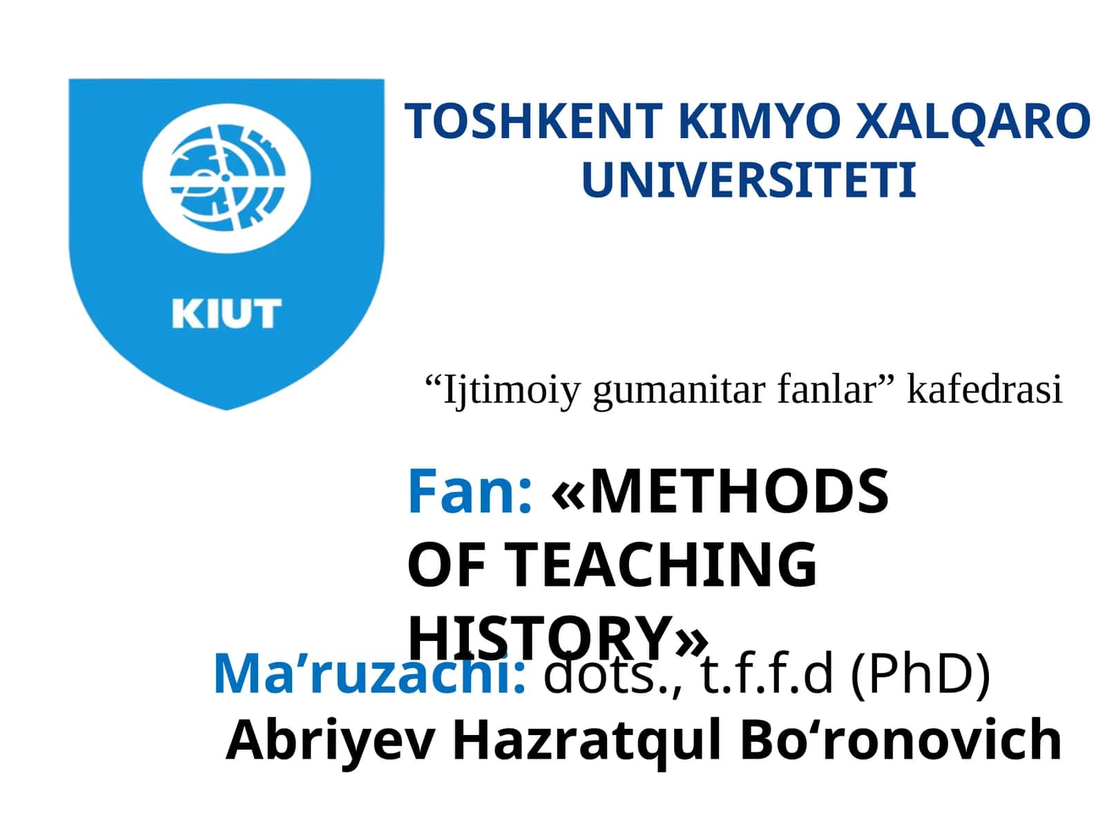 METHODS OF TEACHING HISTORY 1