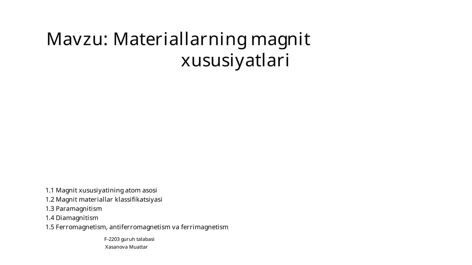 Materiallarning magnit xususiyatlari 1