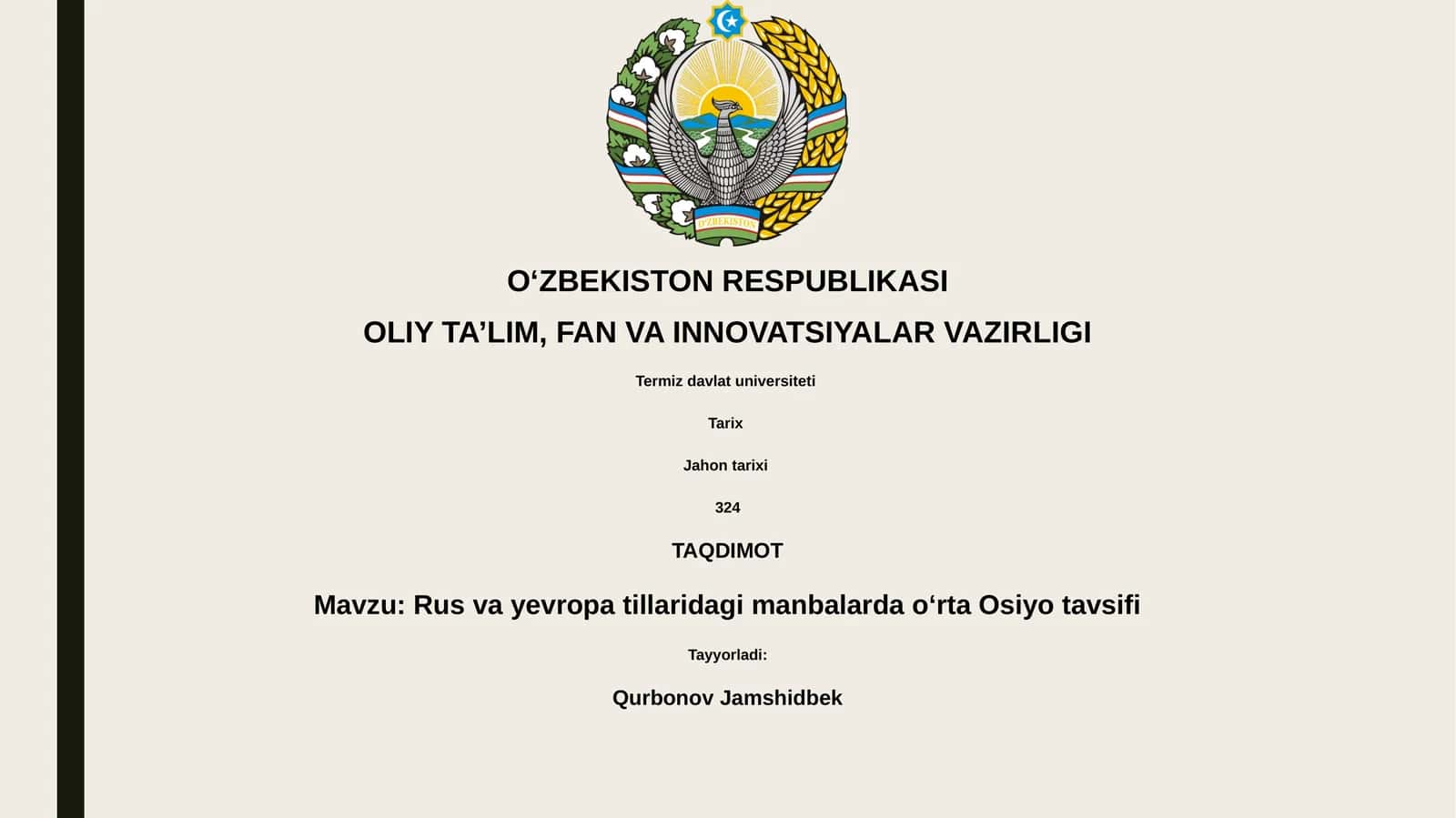 Rus va yevropa tillaridagi manbalarda oʻrta Osiyo tavsifi 1