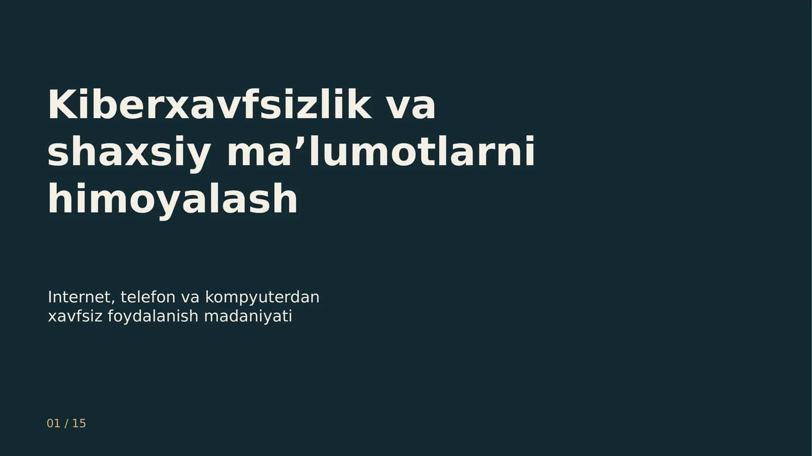 Kiberxavfsizlik va shaxsiy ma’lumotlarni himoyalash 1
