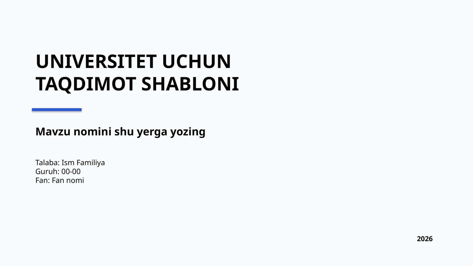 universitet taqdimot uchun shablon 1