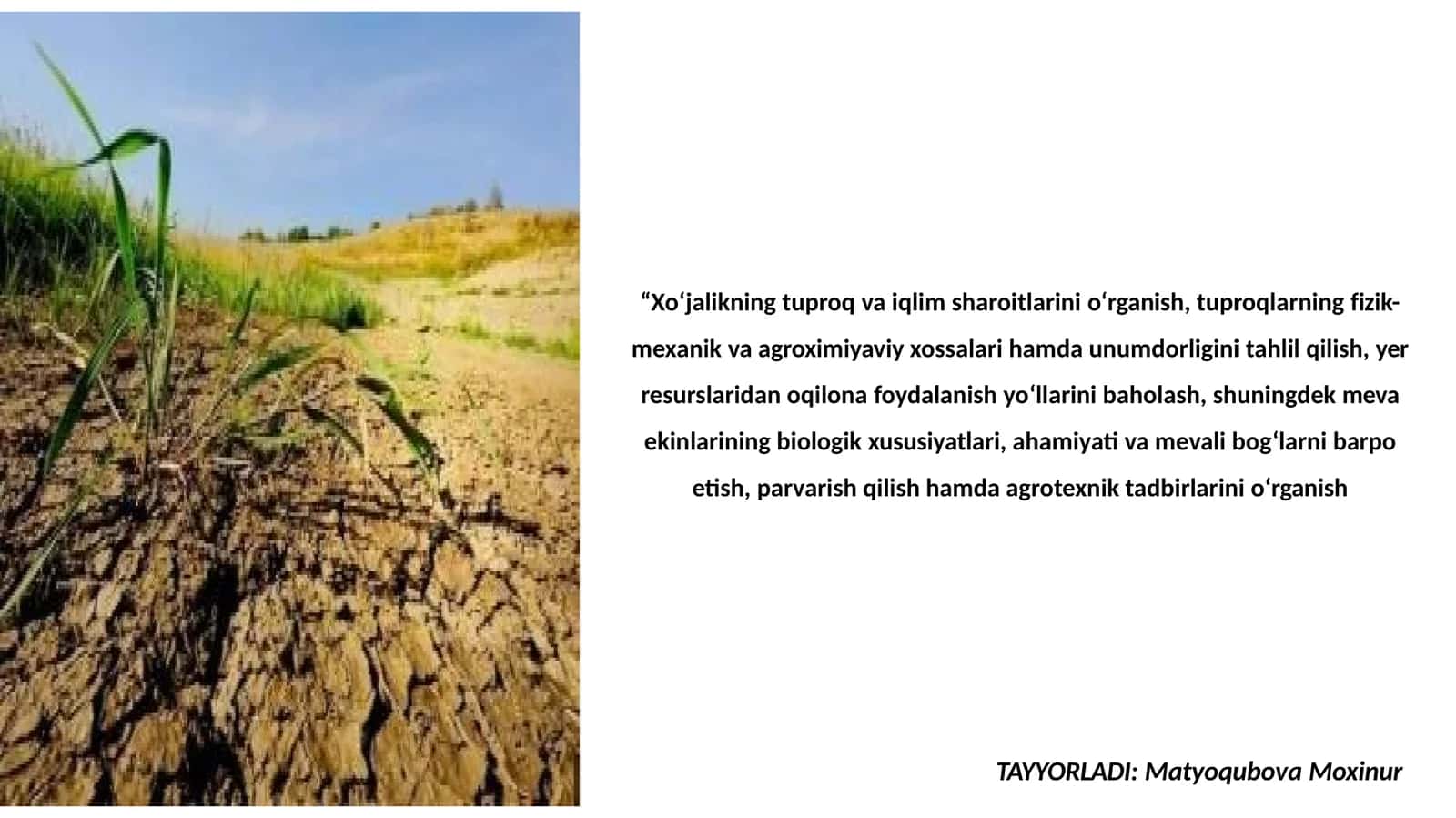 Xo‘jalikningtuproqvaiqlimsharoitlarinio‘rganish 1
