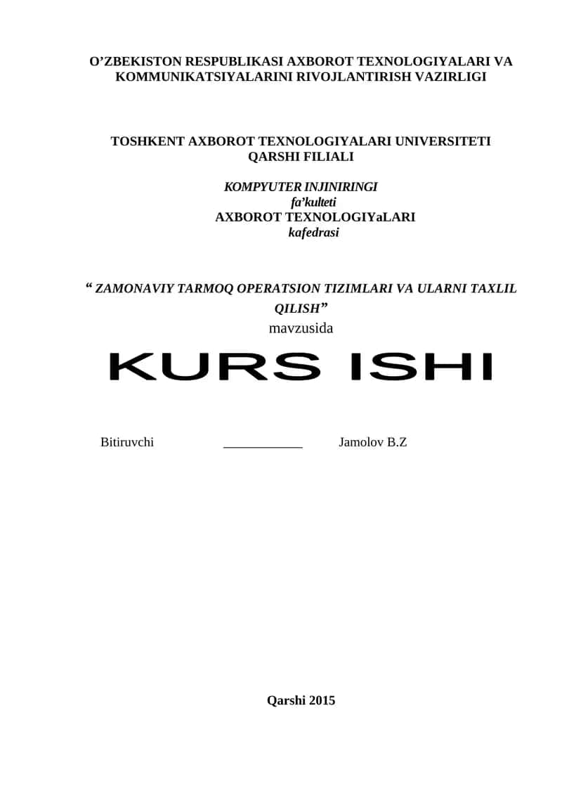 Tarmoq operatsion tizimlari 1