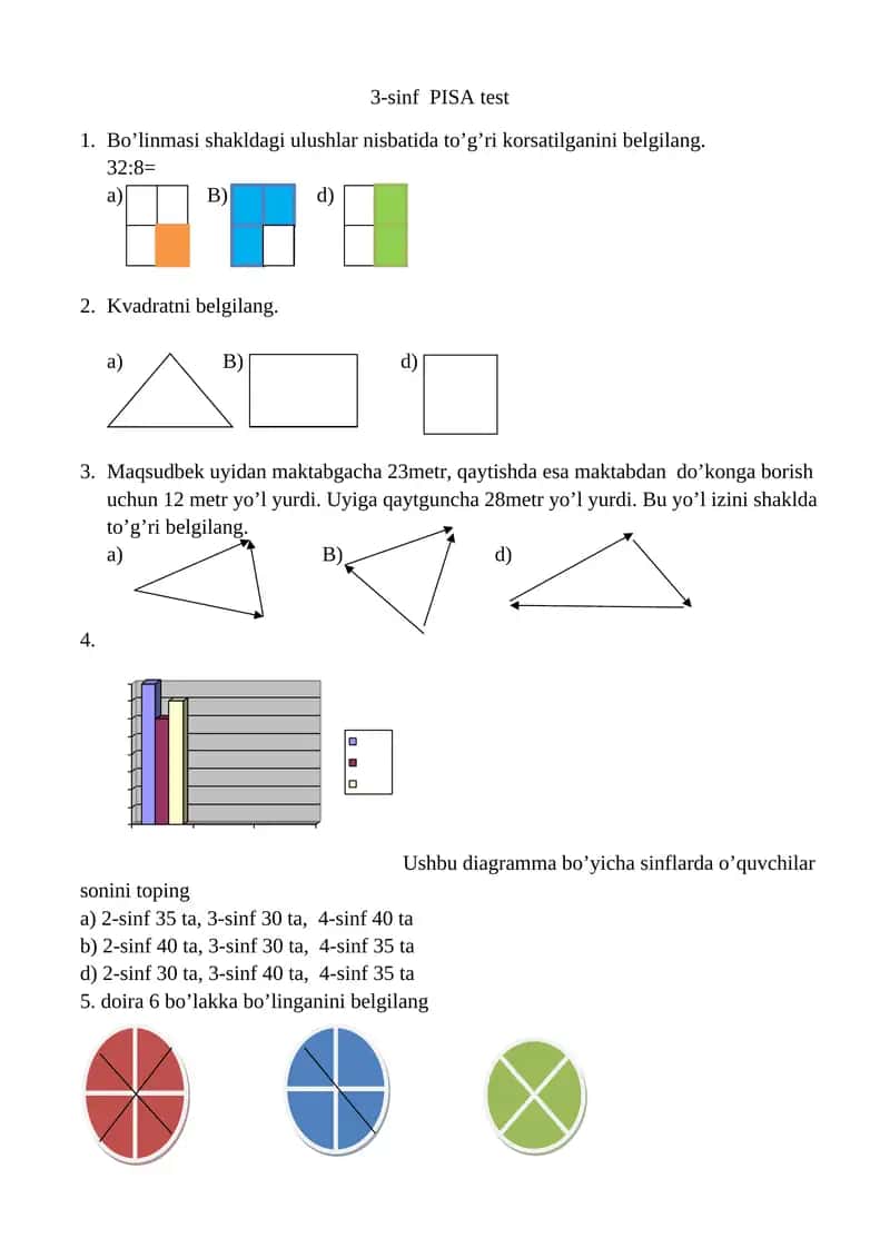 3-sinf PISA test 1