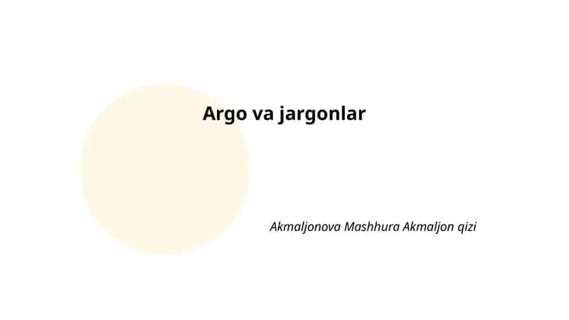 Argo va jargonlar 1