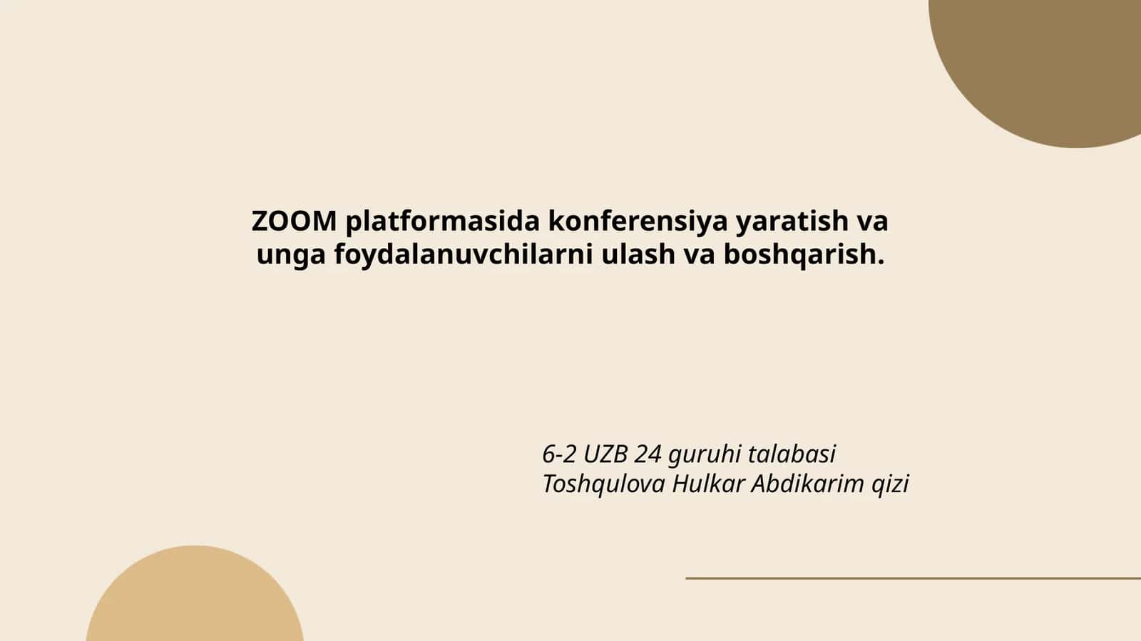 Zoom platformasida konferensiya yaratish bosqichlari 1