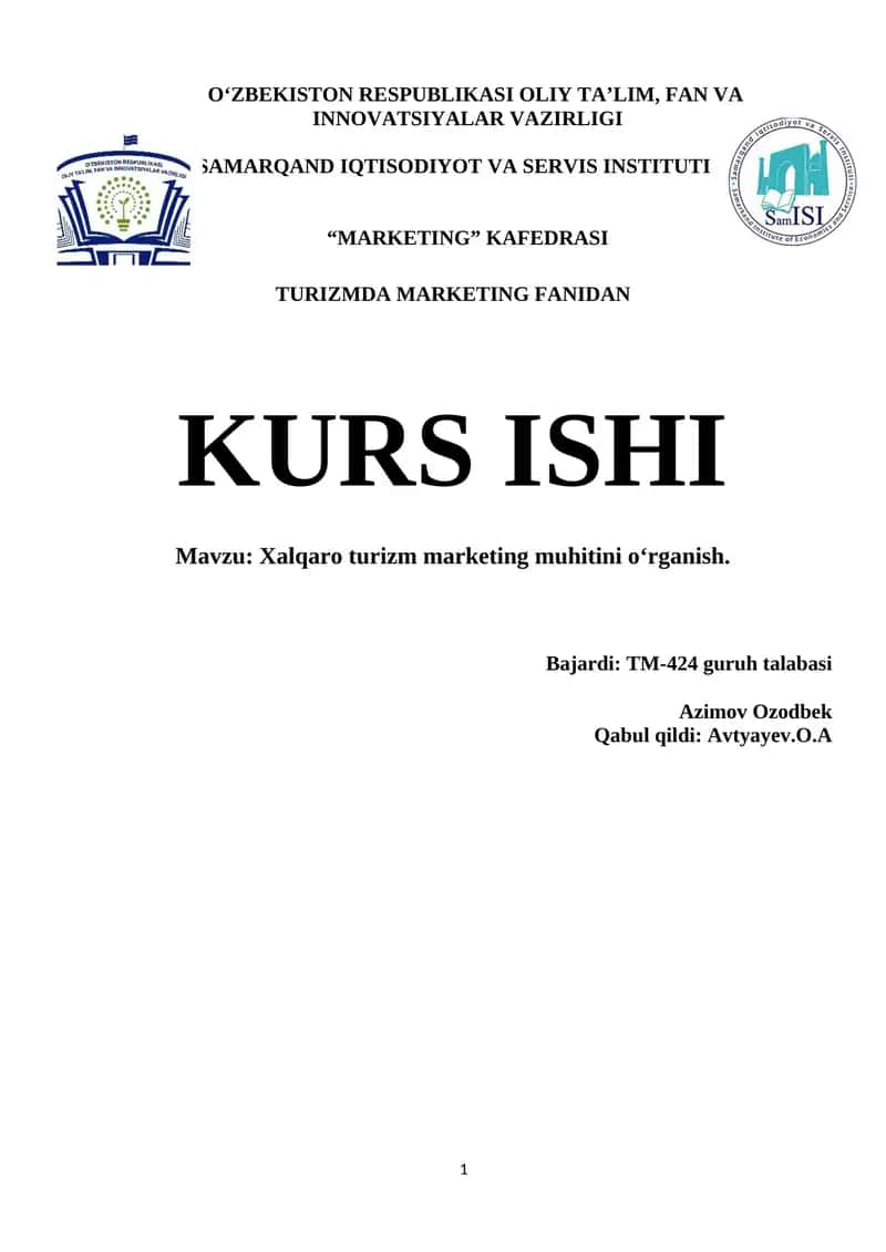 Xalqaro Turizm Marketing Muhitini Oʻrganish 1