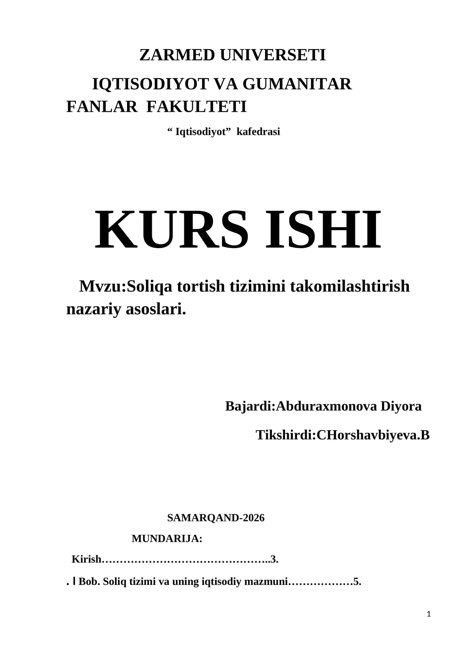 Soliqa tortish tizimini takomilashtirish nazariy asoslari 1