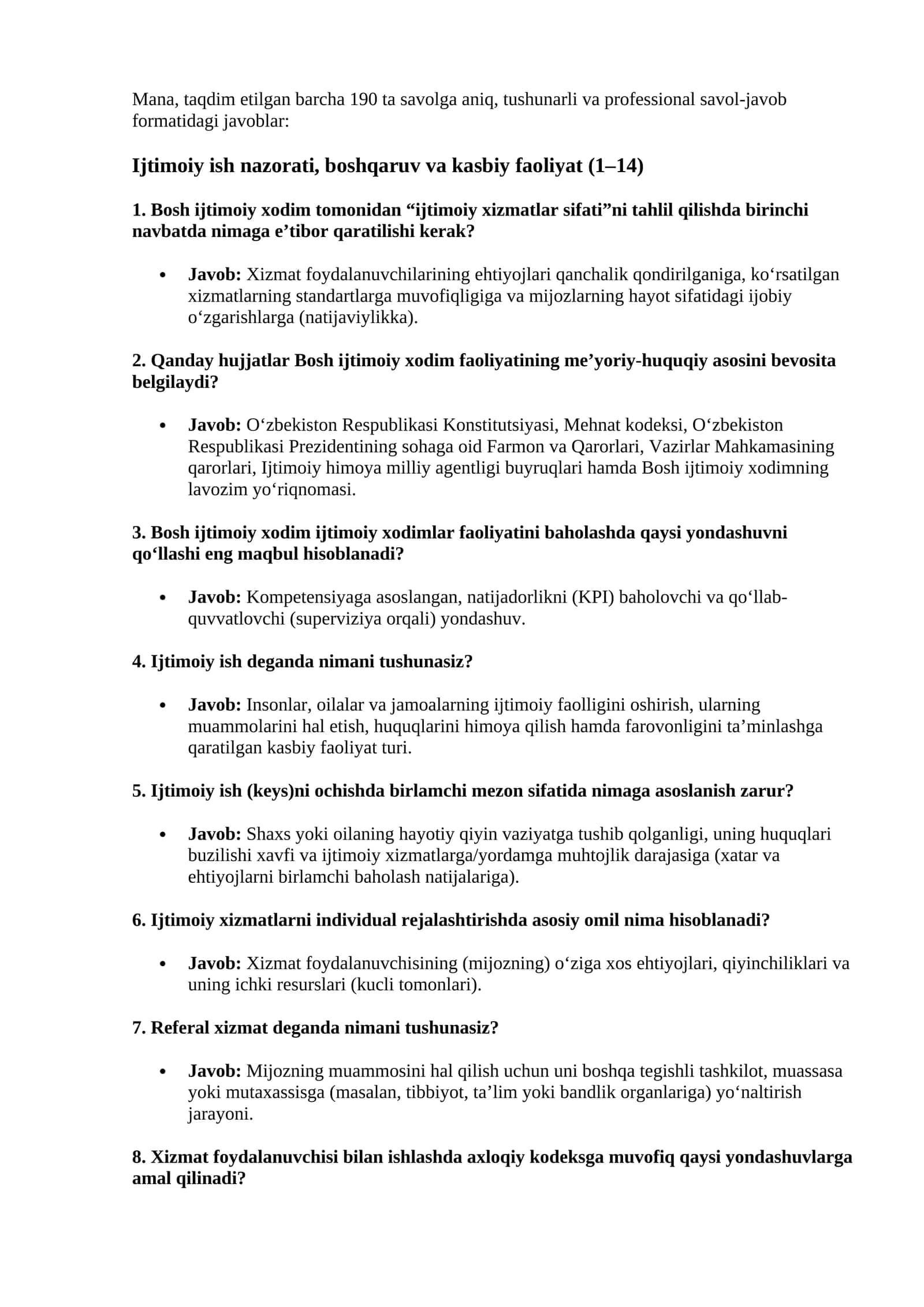 Agros 2026 suhbat savollari javoblari bilan (Ijtimoiy xodim) 1