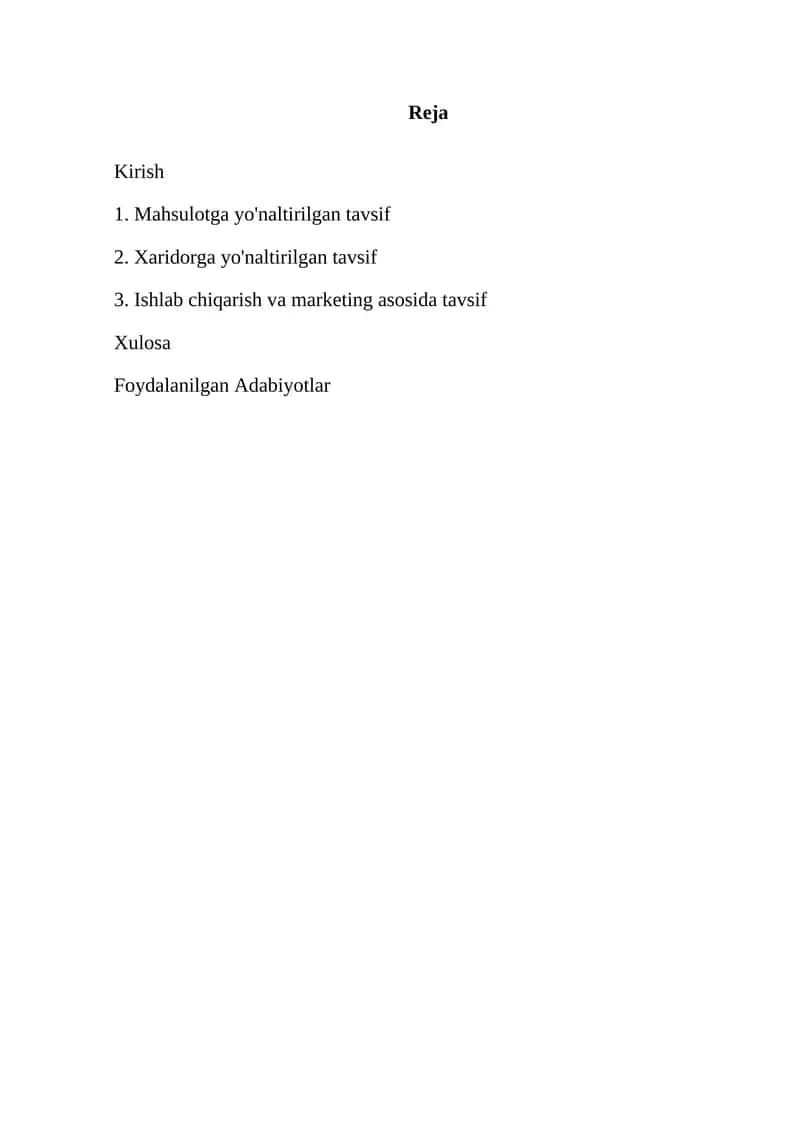 Mahsulot yoki xizmat tavsifi 1