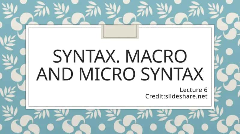 Syntax. Macro and micro syntax 1