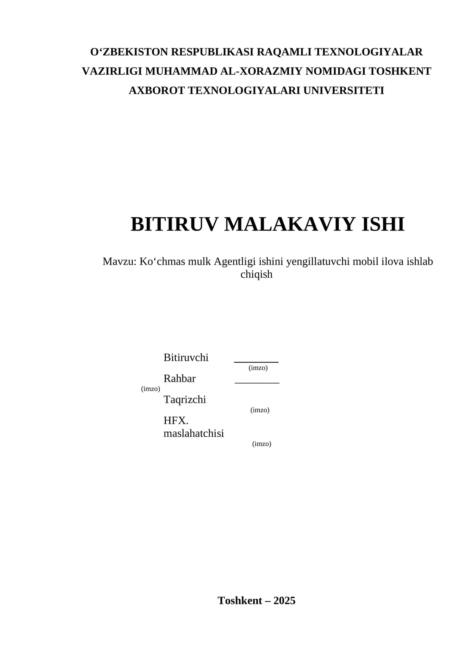 Ko‘chmas mulk Agentligi ishini yengillatuvchi mobil ilova ishlab chiqish 1