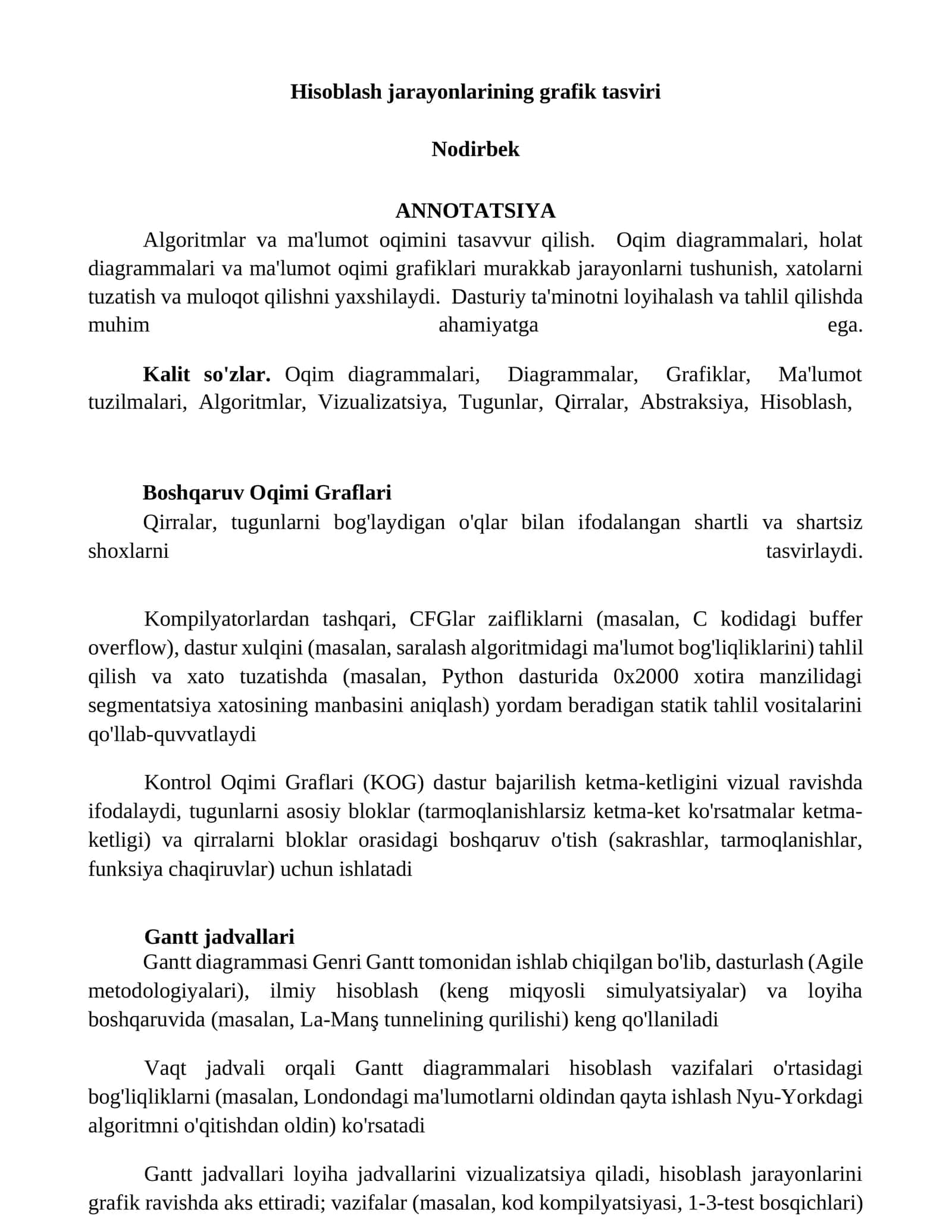 Hisoblash jarayonlarining grafik tasviri 1